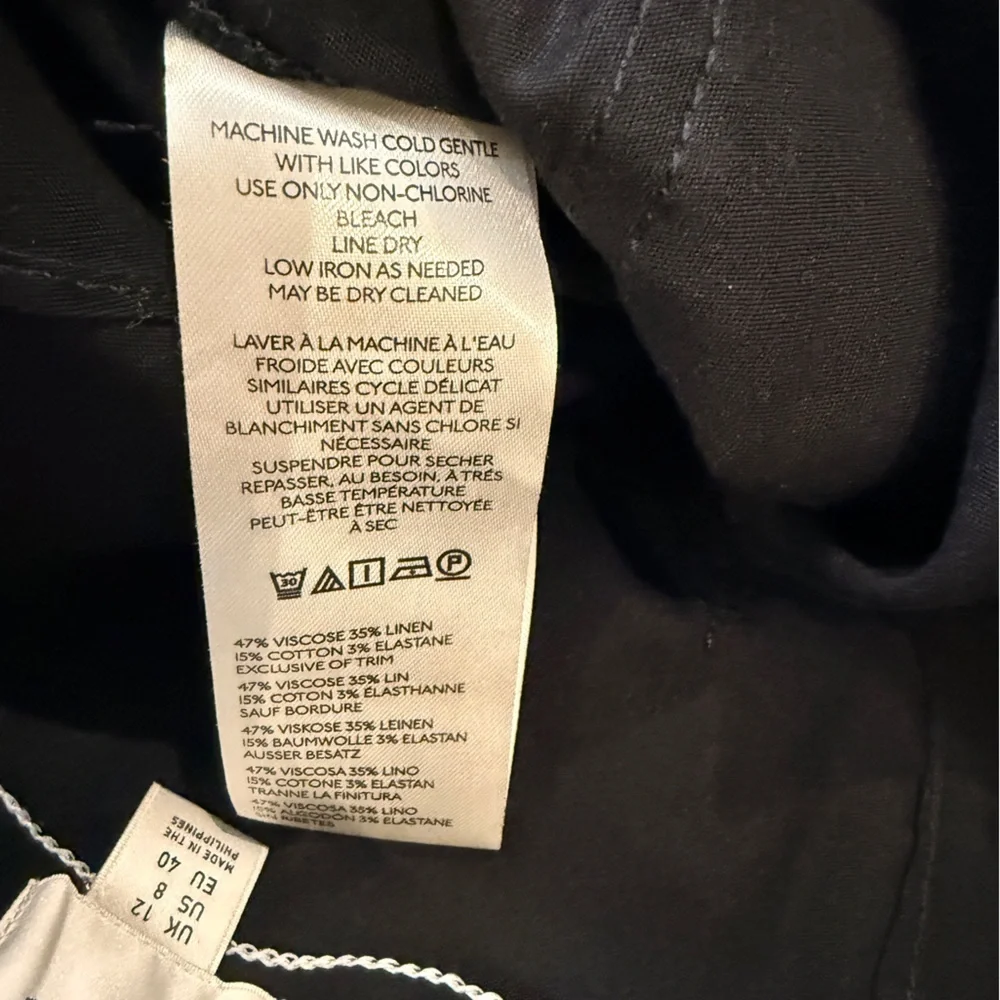 NWT Maeve Anthropologie US 8 Linen Blend Capri Black Pants - Picture 14 of 15